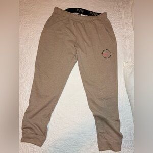 Men’s Nike Beige/Tan Sweatpants with Pink Swoosh